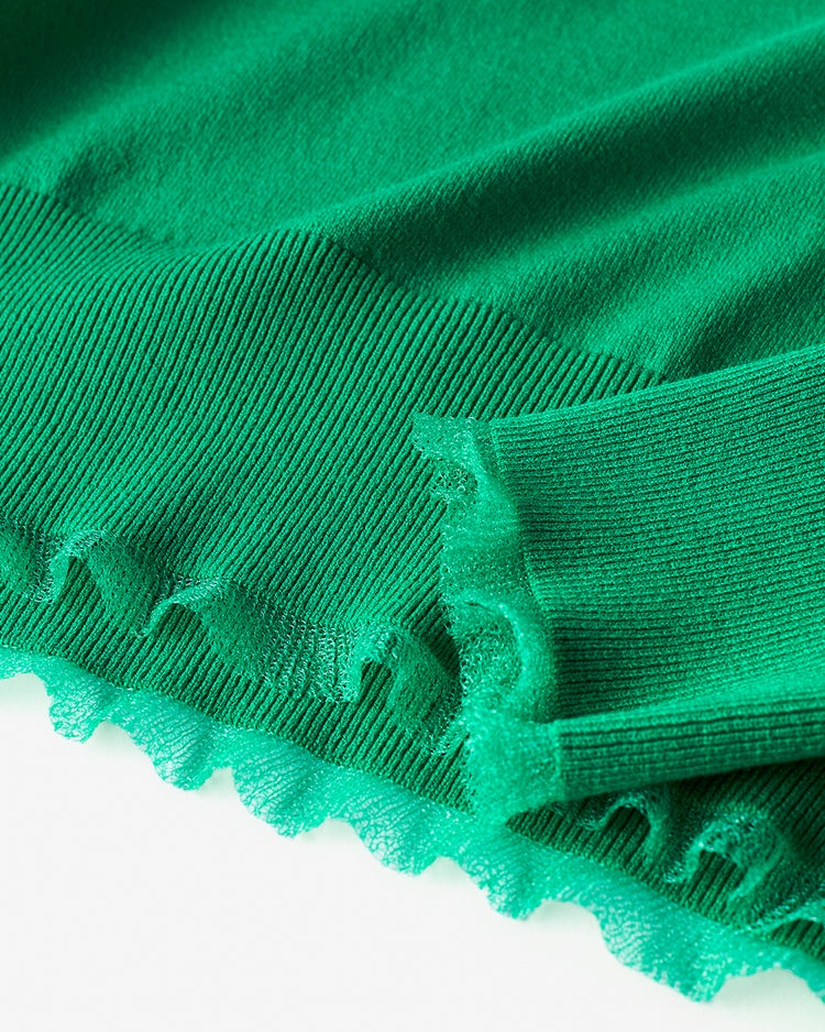 シアーフリル・クルーネックニット 詳細画像 グリーン 3