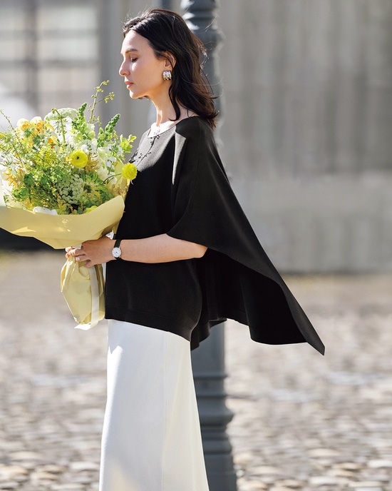 総針編み・バックマントプルオーバー