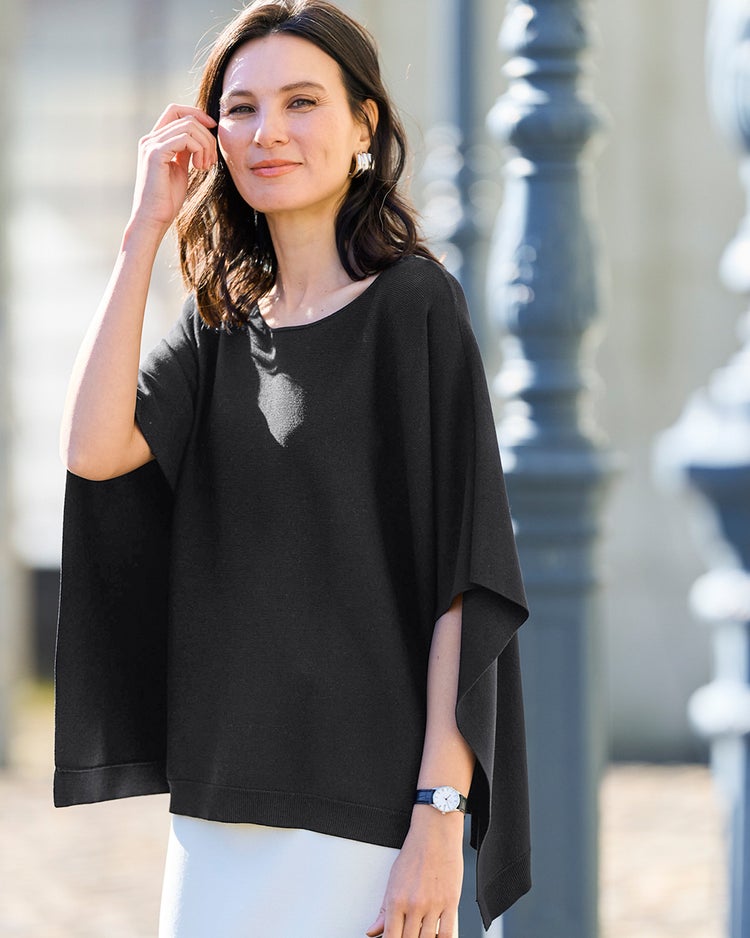 総針編み・バックマントプルオーバー 詳細画像 ブラック 2