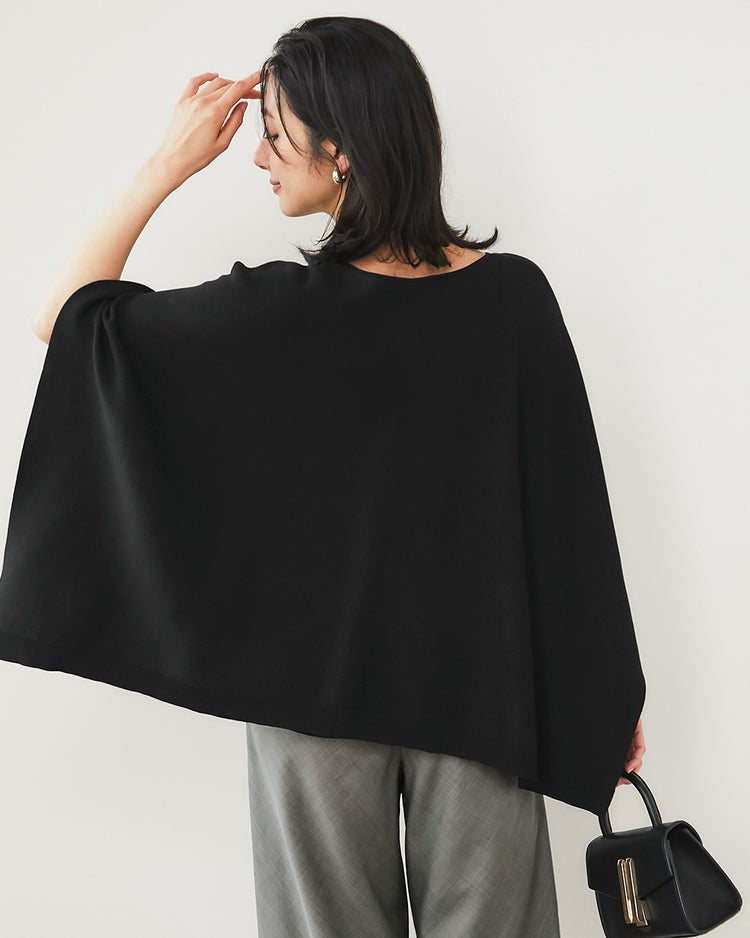 総針編み・バックマントプルオーバー 詳細画像 ブラック 5