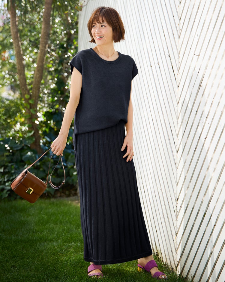 レーシーニット・フレアスカート 詳細画像 ミッドナイトブルー 1