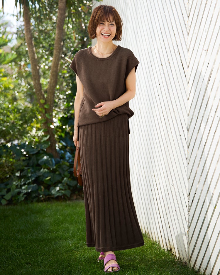 レーシーニット・フレアスカート 詳細画像 ブラウン 1