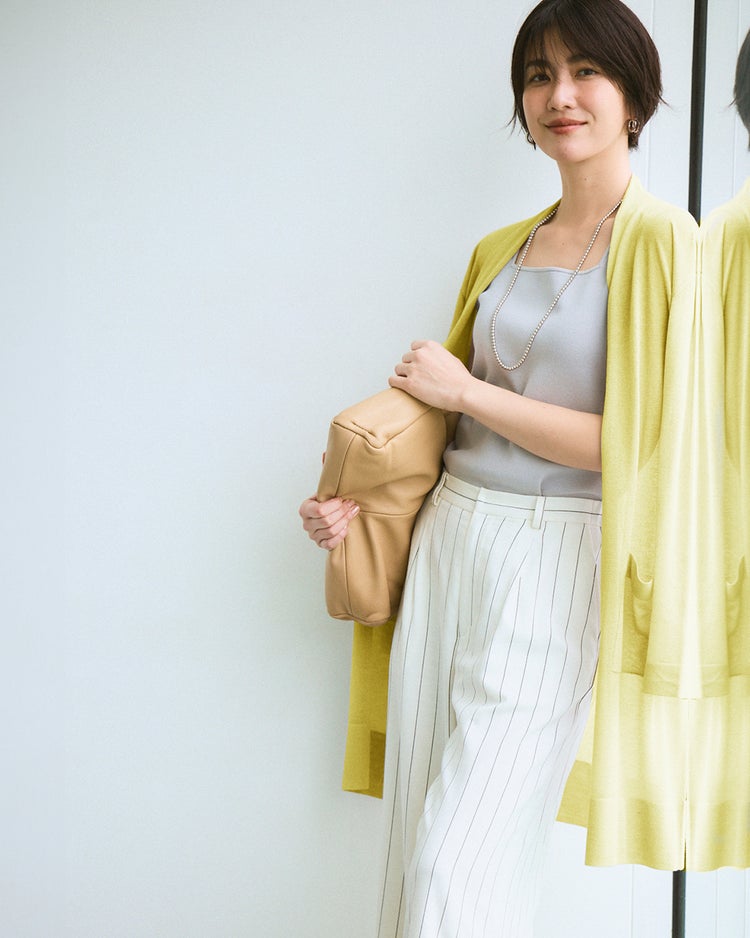 スパークリングニット・着流しカーディガン 詳細画像 アップルイエロー 1