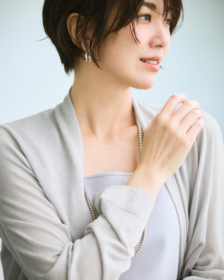 スパークリングニット・着流しカーディガン 詳細画像 シルバー 2