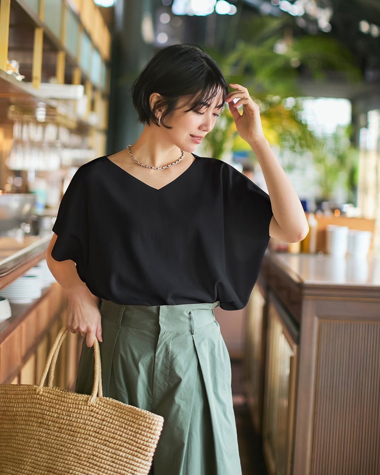 UVカット・前後２WAY総針編みプルオーバー 詳細画像 ブラック 1