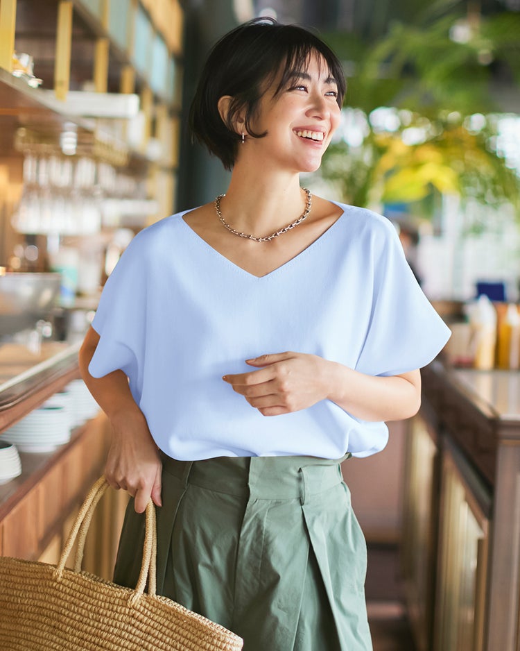 UVカット・前後２WAY総針編みプルオーバー 詳細画像 アイスブルー 1