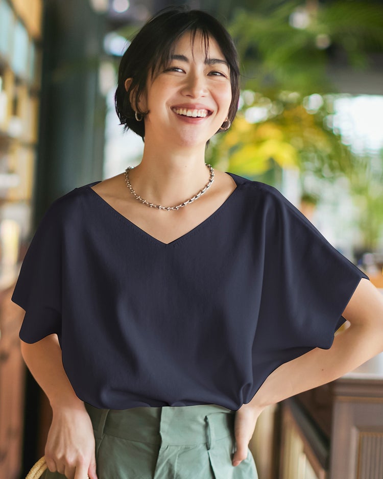 UVカット・前後２WAY総針編みプルオーバー 詳細画像 ミッドナイトブルー 1