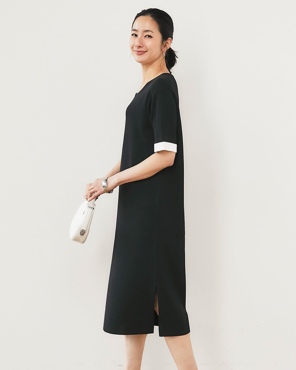 DoCLASSE THE Classe ワンピース ブラック 15号　バイカラー 総針ニット・バイカラーワンピース/DoCLASSE ワンピース