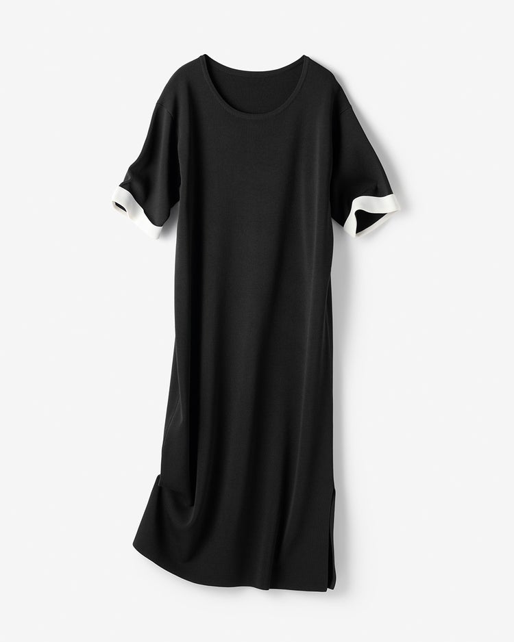 総針ニット・バイカラーワンピース 詳細画像 ブラックパターン 2