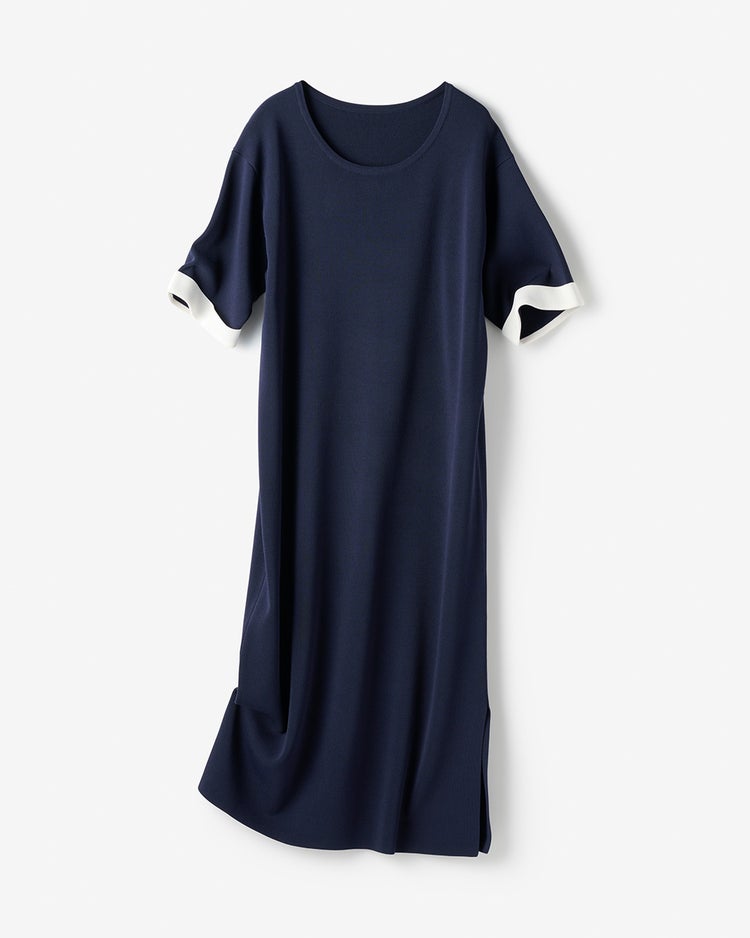 総針ニット・バイカラーワンピース 詳細画像 ミッドナイトパターン 2