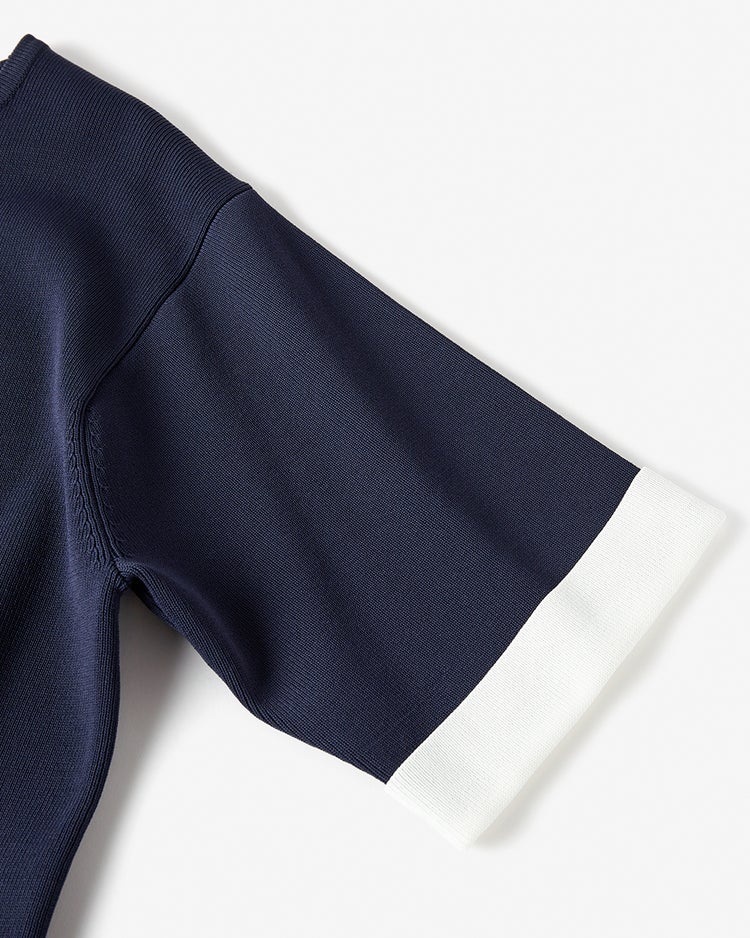 総針ニット・バイカラーワンピース 詳細画像 ミッドナイトパターン 4