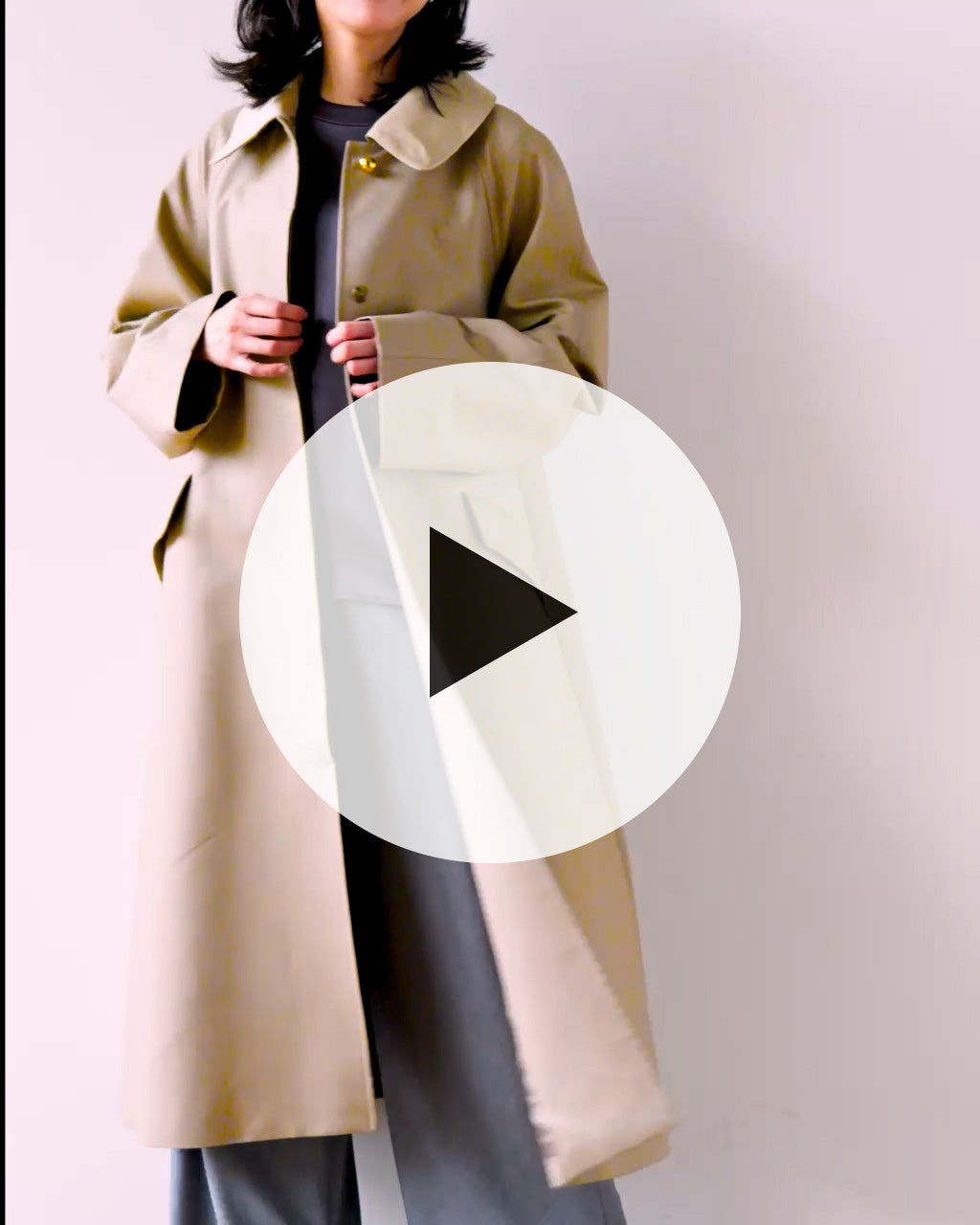 高密度ダブルクロス・ステンカラーコート 動画サムネイル
