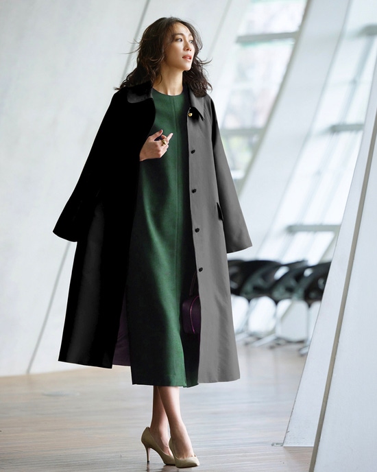 高密度ダブルクロス・ステンカラーコート