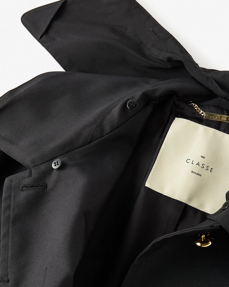 高密度ダブルクロス・ステンカラーコート 詳細画像 ブラック 3