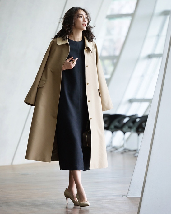 高密度ダブルクロス・ステンカラーコート