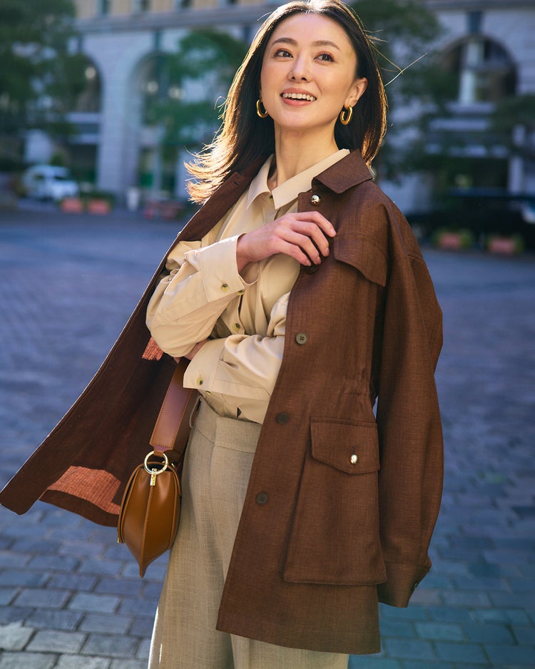 ブッチャー織り・ロングジャケット 詳細画像 ブラウン 2