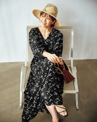 ホースプリント・シフォンドレス