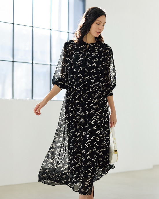 ホースプリント・シフォンドレス