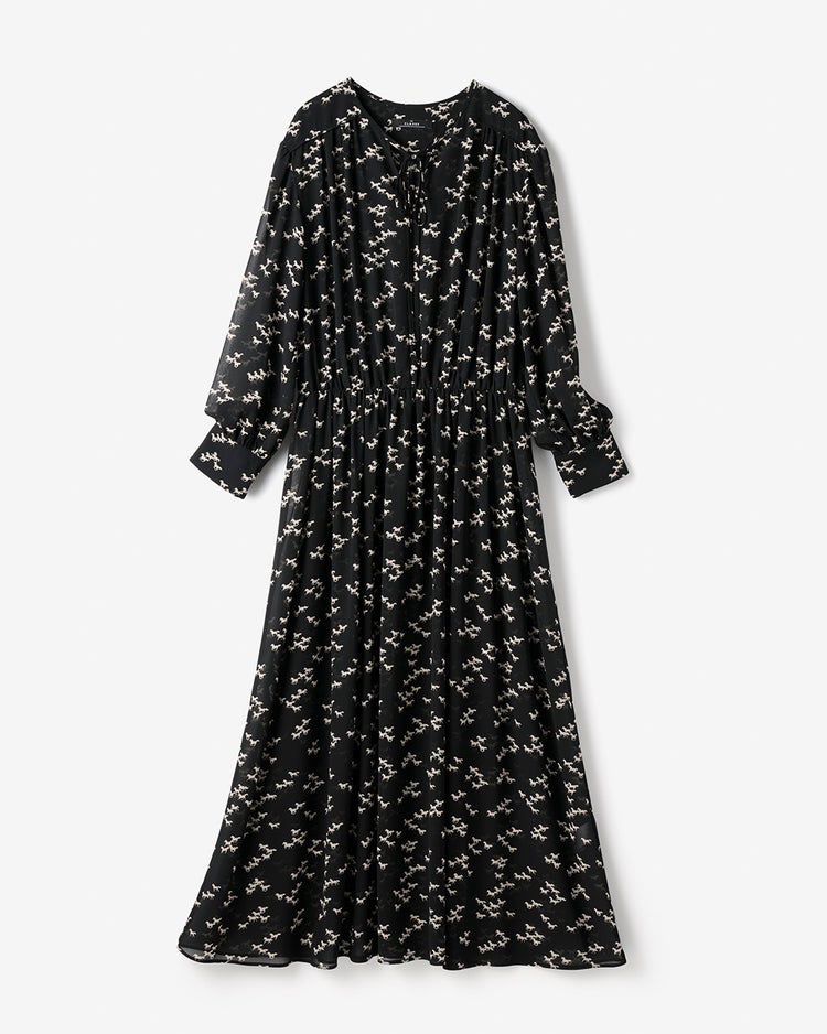 ホースプリント・シフォンドレス 詳細画像 ブラックパターン 2