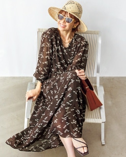 ホースプリント・シフォンドレス