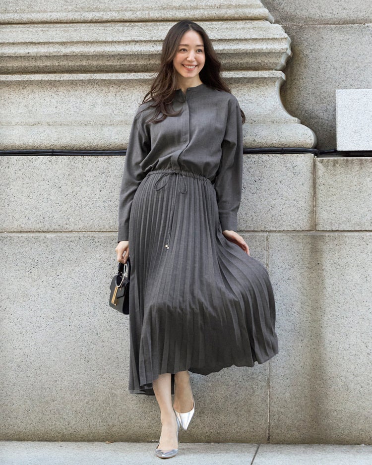 ドレープボイル・ブラウジングシャツワンピース 詳細画像 グレー 2