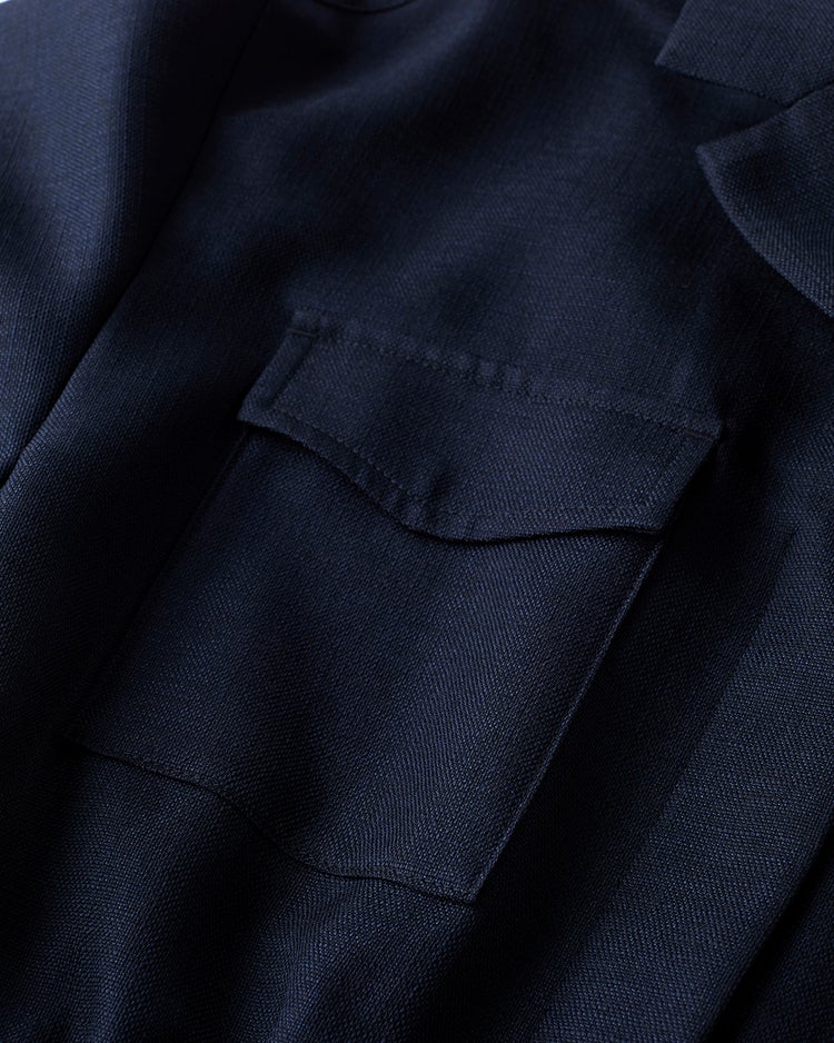 ブッチャー織り・ポケットシャツワンピ 詳細画像 ミッドナイトブルー 5
