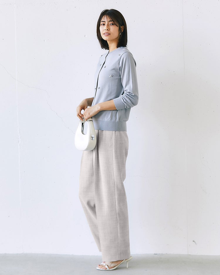 バルキーリネンタッチ・カーブテーパードパンツ 詳細画像 ライトグレー 2