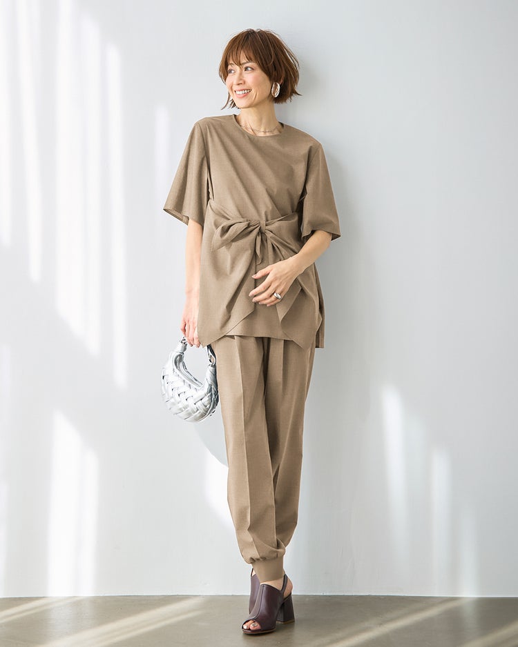 ストレッチビスコース・ジョグパンツ 詳細画像 ベージュ 1