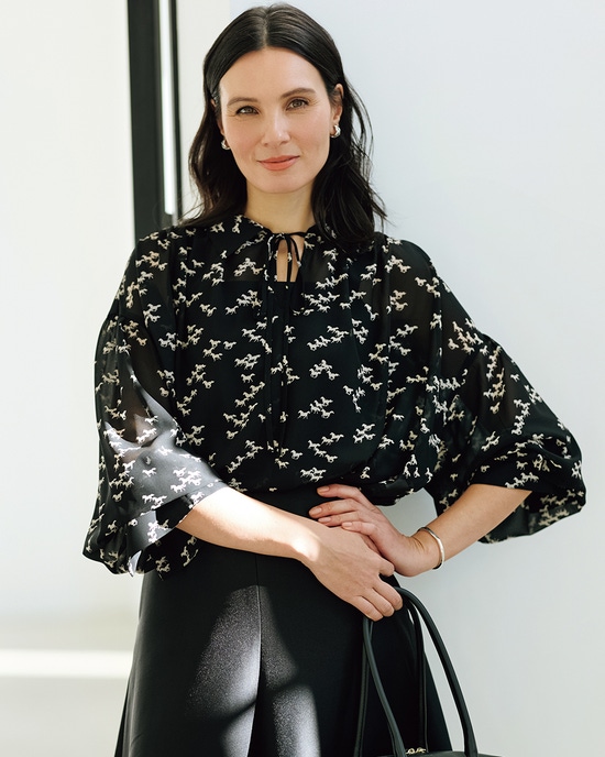 ホースプリント・シフォンブラウス