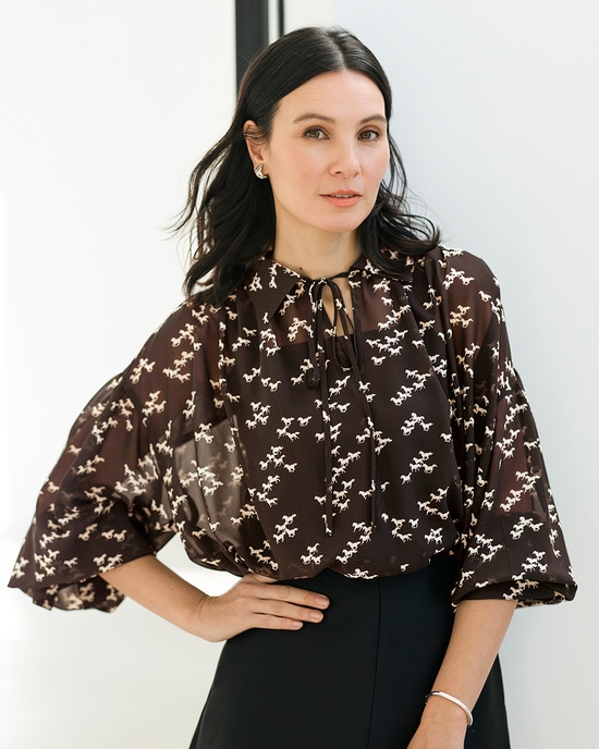 ホースプリント・シフォンブラウス