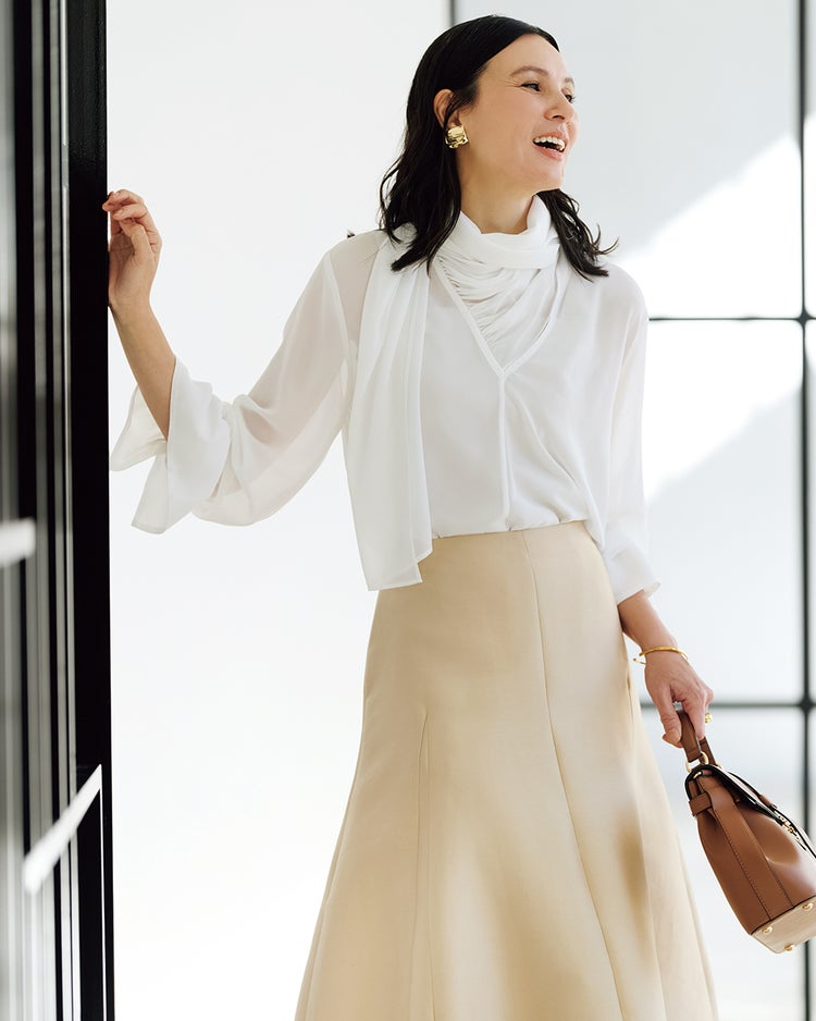 シアーシフォン・ストールブラウス 詳細画像 ホワイト 1