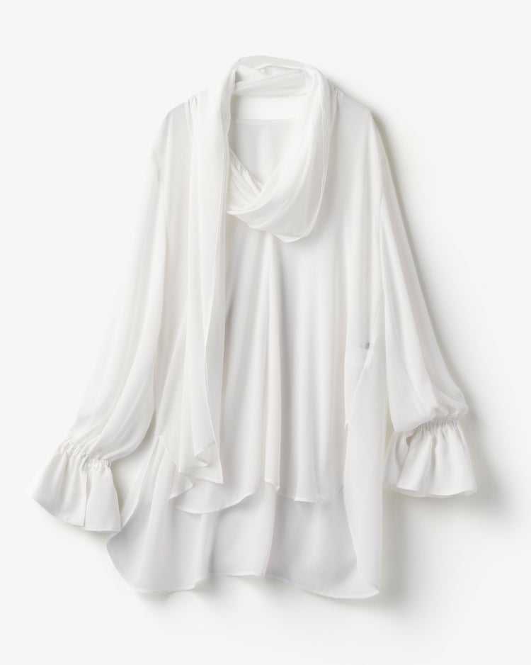 シアーシフォン・ストールブラウス 詳細画像 ホワイト 2