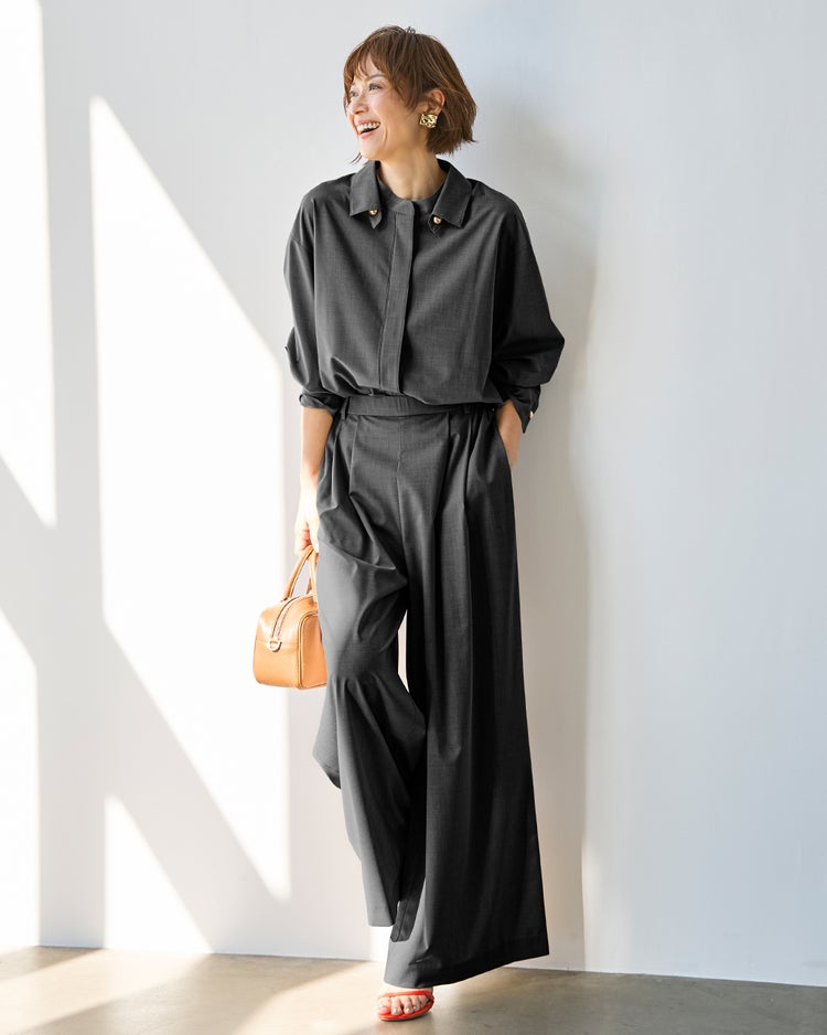 ストレッチビスコース・オーバーシャツ 詳細画像 チャコール 2