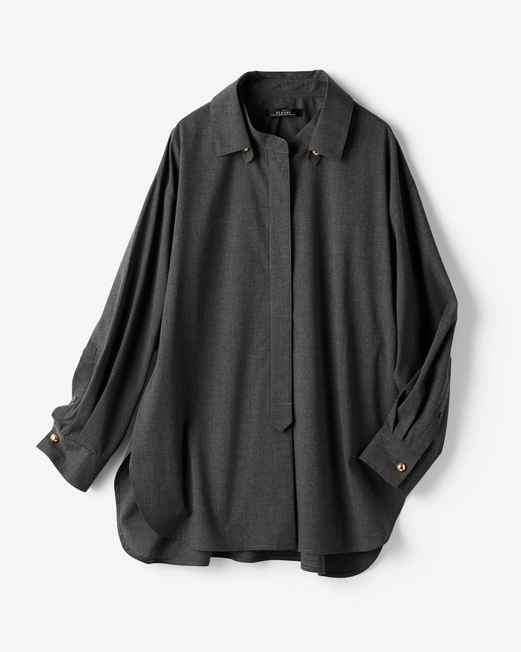 ストレッチビスコース・オーバーシャツ 詳細画像 チャコール 3