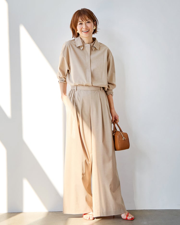 ストレッチビスコース・オーバーシャツ 詳細画像 ベージュ 2