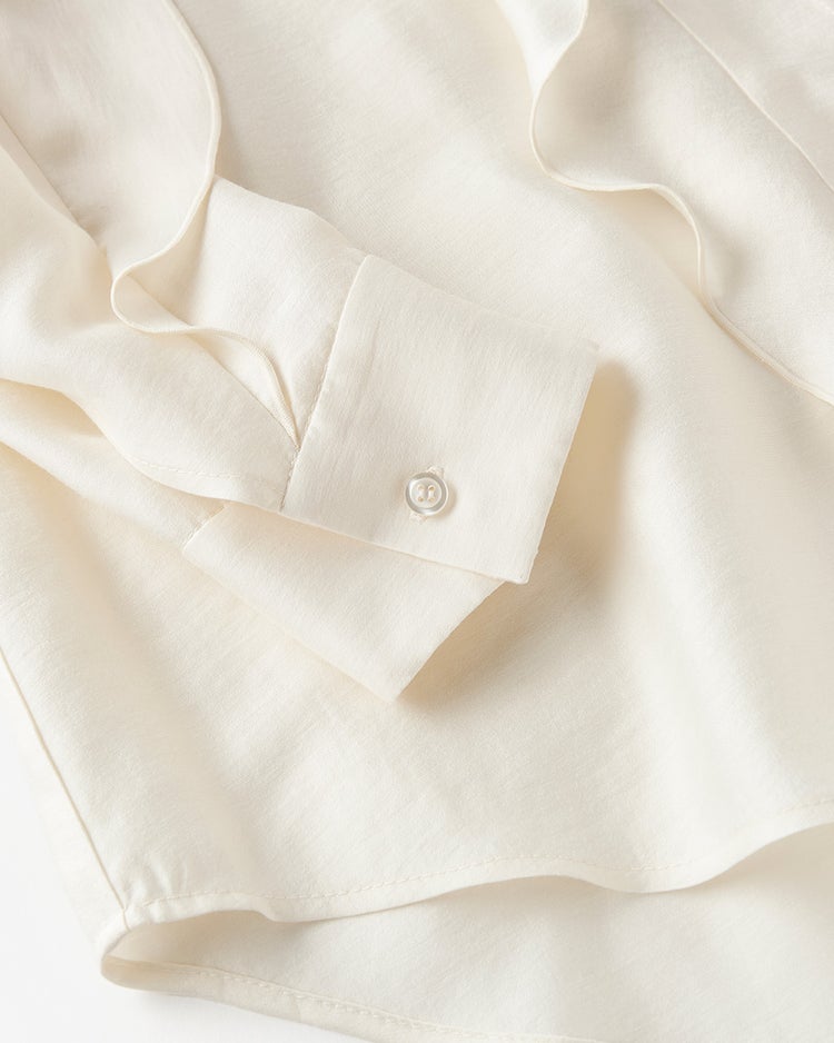 シルキーポプリン・ラッフルブラウス 詳細画像 オフホワイト 5