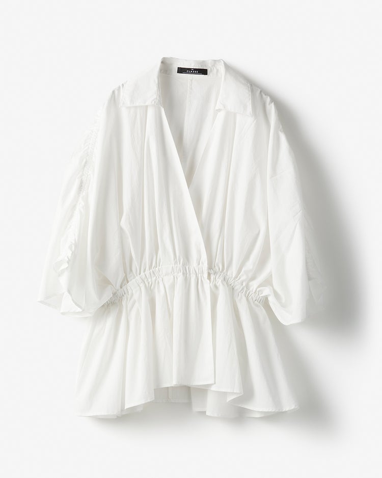 コットン混・カシュクールブラウス 詳細画像 ホワイト 2