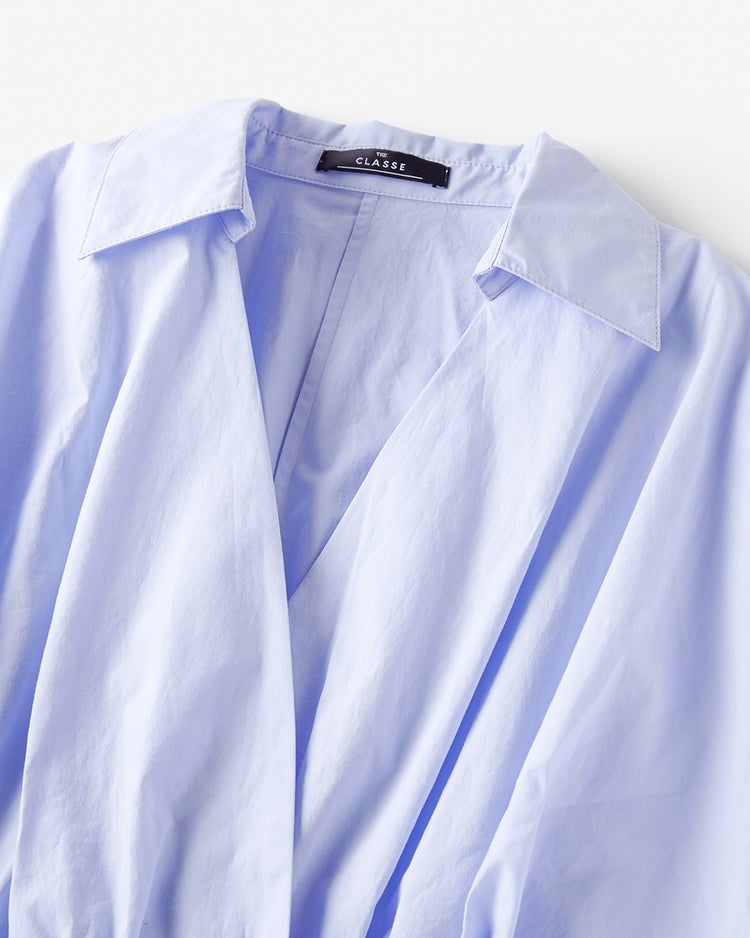 コットン混・カシュクールブラウス 詳細画像 サックス 3