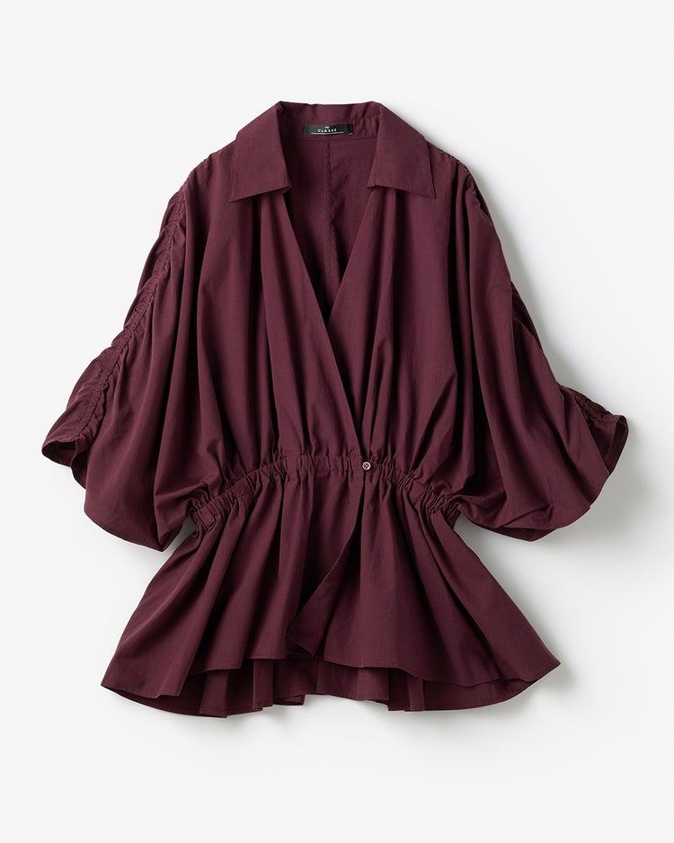 コットン混・カシュクールブラウス 詳細画像 ボルドー 2