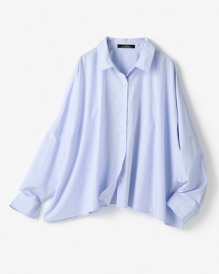 とろみコットン・スクエアワイドシャツ 詳細画像 サックス 2