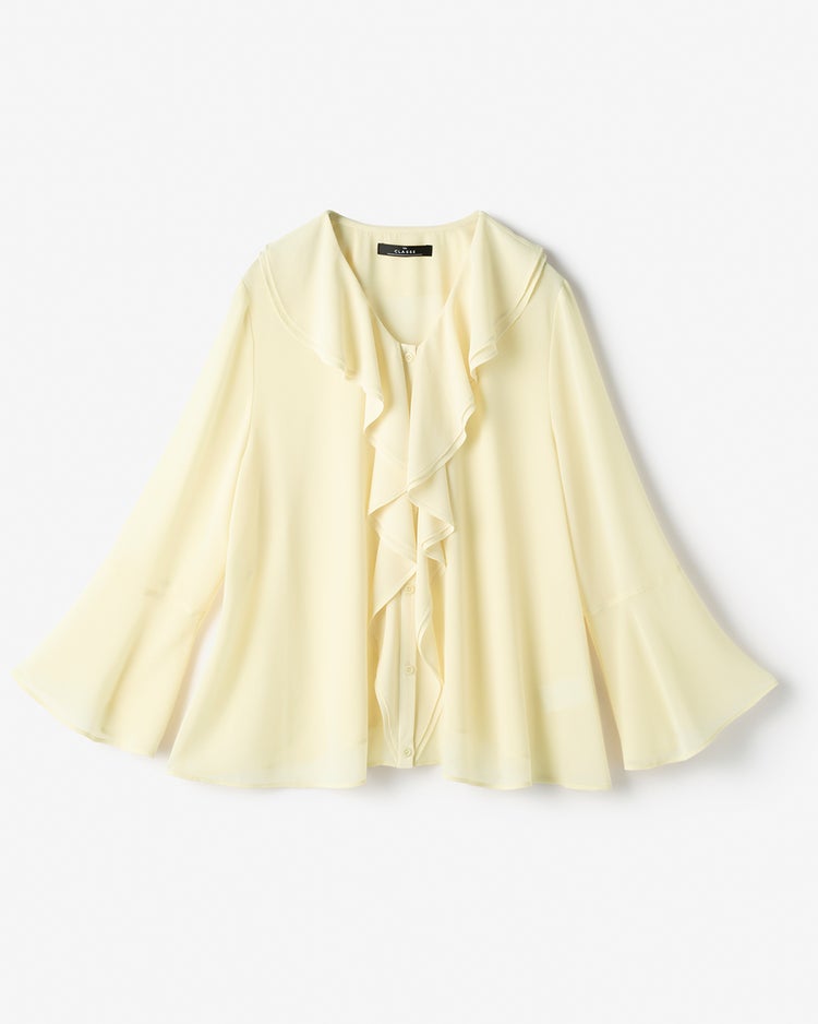 シアーシフォン・ラッフルフリルブラウス 詳細画像 ペールイエロー 1