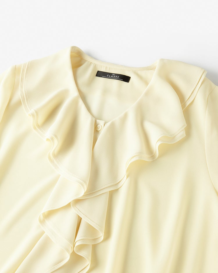 シアーシフォン・ラッフルフリルブラウス 詳細画像 ペールイエロー 2