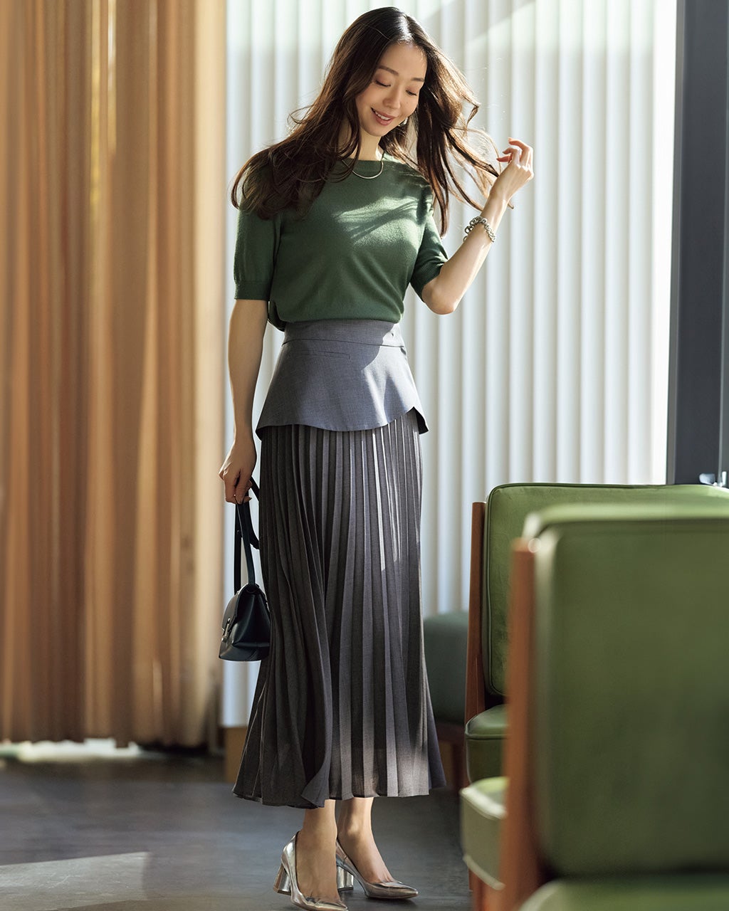 レディース プリーツスカート（グレー）一覧/40代50代からの