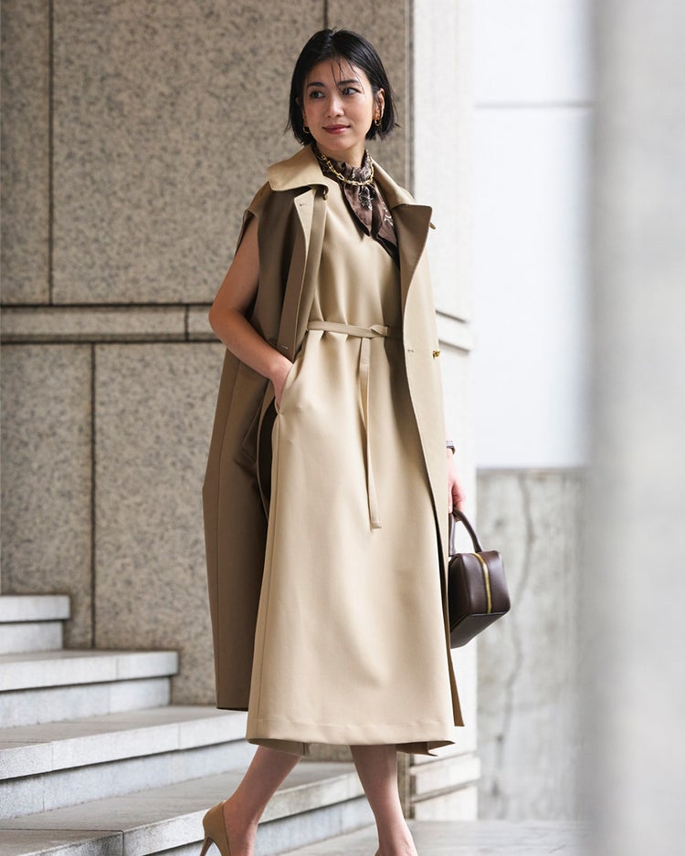 高密度ダブルクロス・ステンカラージレ 詳細画像 ダークベージュ 1