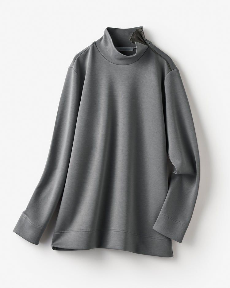 シルキーダンボール・異素材ハイネック 詳細画像 カーキグレー 3