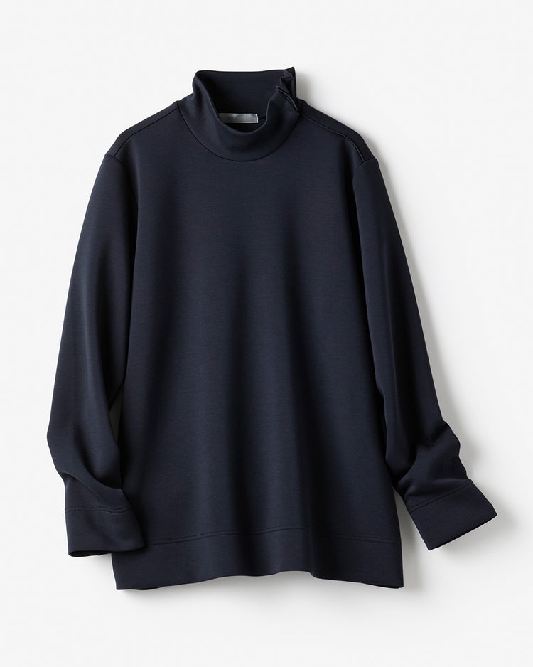 シルキーダンボール・異素材ハイネック 詳細画像 ミッドナイトブルー 3