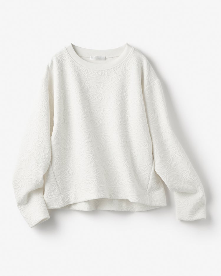 フラワージャカード・クルーネックトップス 詳細画像 オフホワイト 1