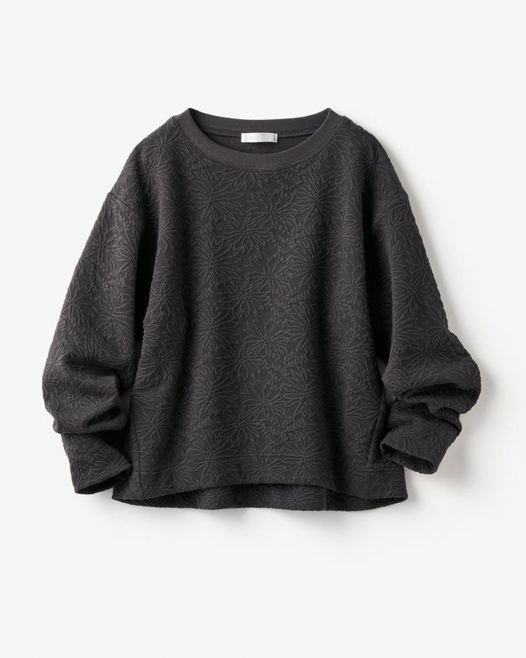 フラワージャカード・クルーネックトップス 詳細画像 チャコール 4