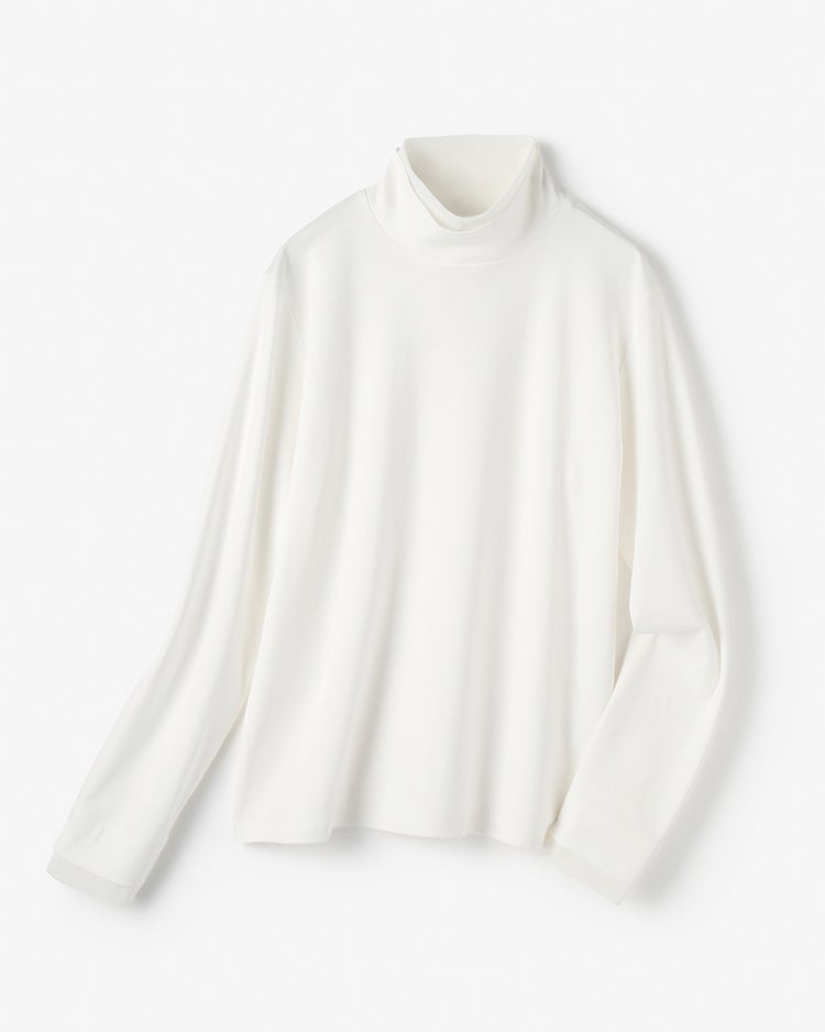 超長綿・チュールレイヤード風ハイネック 詳細画像 オフホワイト 4