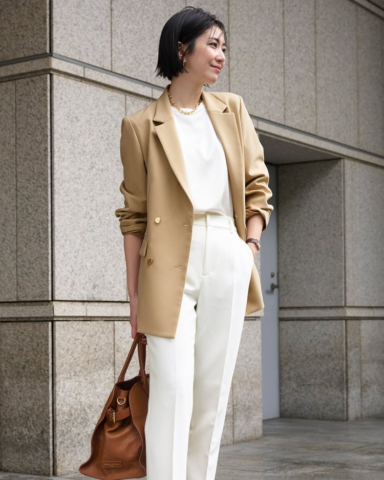 スポンジWクロス・ダブルブレストジャケット 詳細画像 ベージュ 1